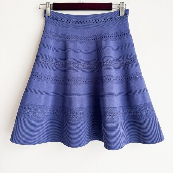 Sandro Blue Knit Crochet Detail Mini Skirt S - Picture 5 of 10